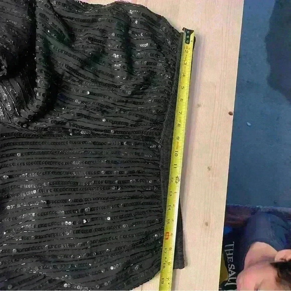 Midnight Run Sequin 100% silk Black pants Vintage 80’s Shimmer Wide Leg - Picture 9 of 11